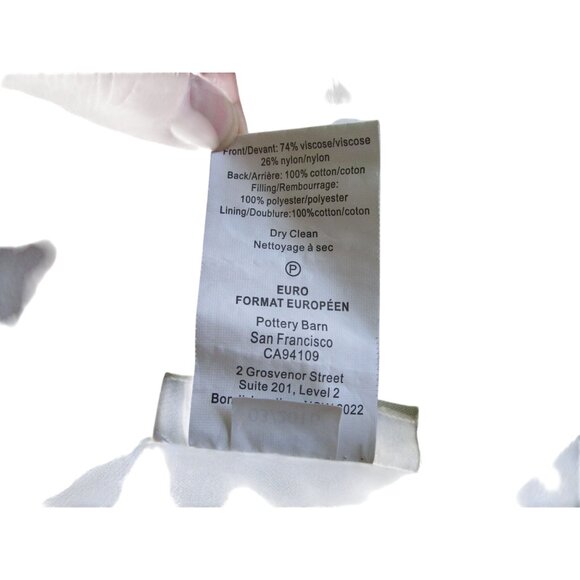 Pottery Barn Quilted Velvet Euro Square Pillow Sham 26x26 Ivory Cotton Blend GUC - Picture 7 of 11